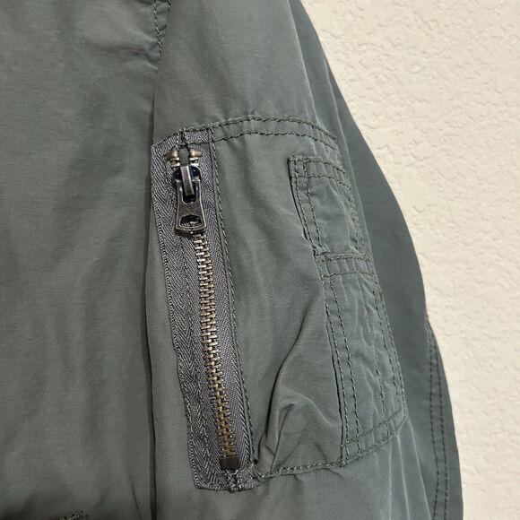 Gap Mens Small Olive Green Classic Vintage-Style Bomber Flight Jacket Coat - Picture 5 of 8